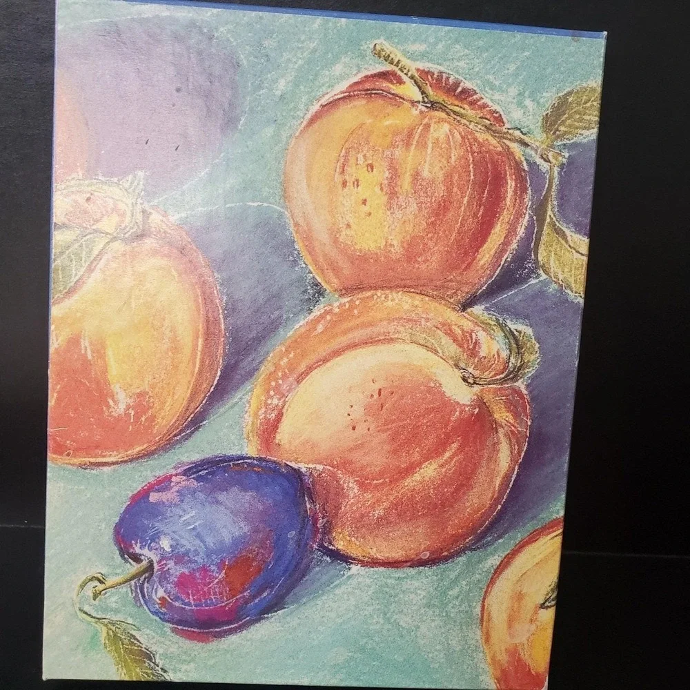 Vtg‎ Paulette Cochet Just Peachy Stationary Set 18 Sheets Peach Fruit Print NOS